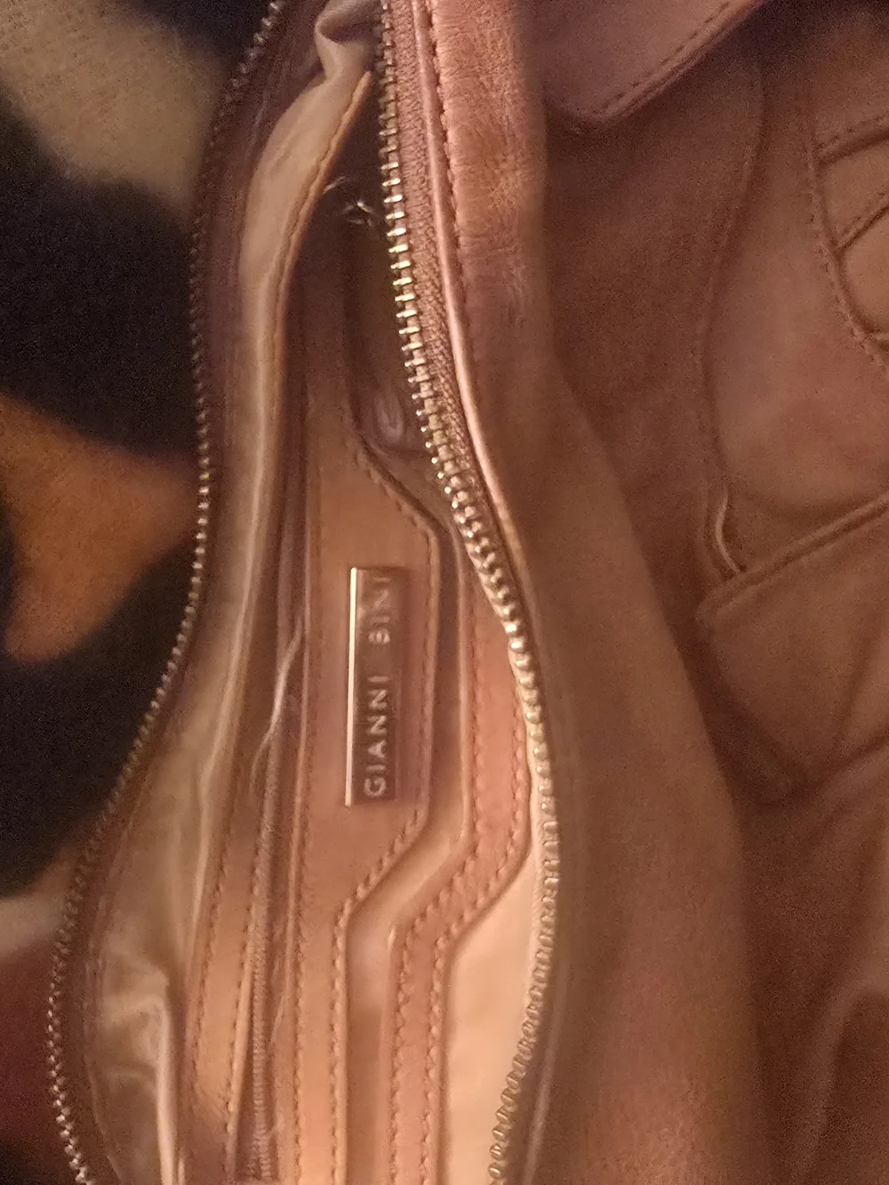 Gianni Bini Cognac Leather Hobo Shoulder Bag